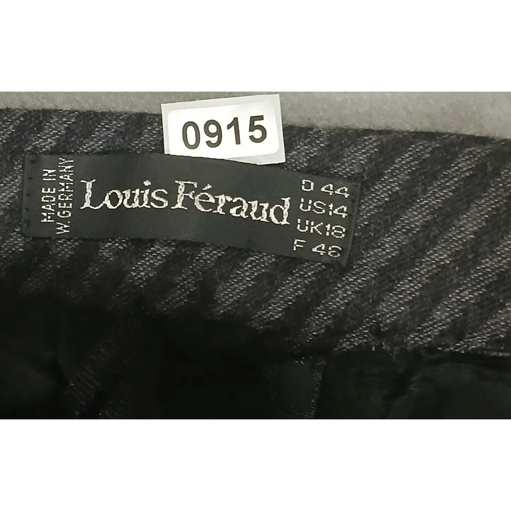 Louis‎ Feraud Vintage Women's Black Gray Striped Skirt US 14 MADE IN W.GERMANY